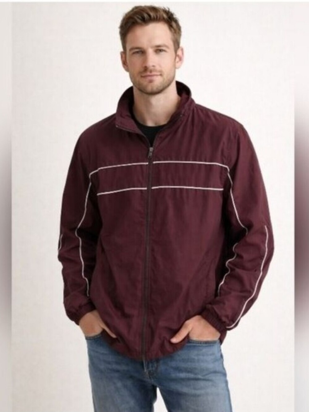Tek Gear Men's Maroon Windbreaker Jacket with Hood